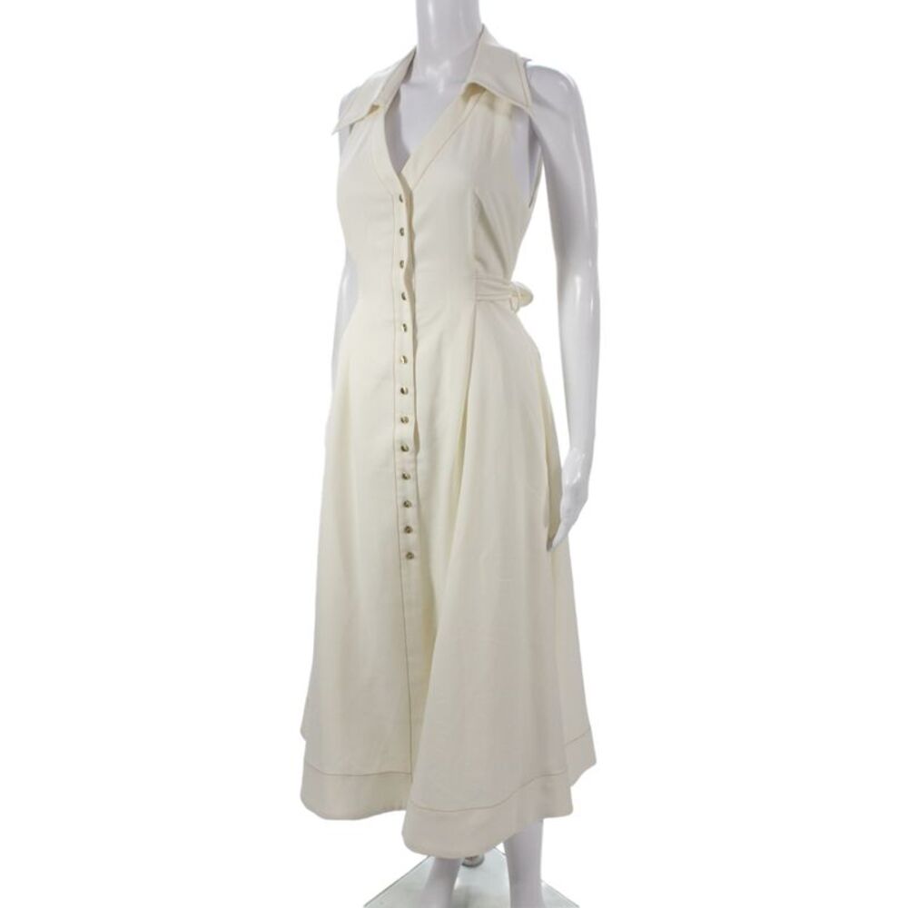 Cult Gaia Womens Shirt Dress Ivory Collared Sleeveless Button Midi Size M - Picture 2 of 7